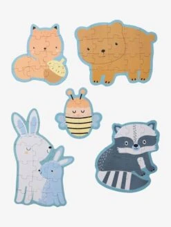 5 Puzzles évolutifs 6 à 12 Pièces En Carton Les Amis De La Forêt Beige - Vertbaudet