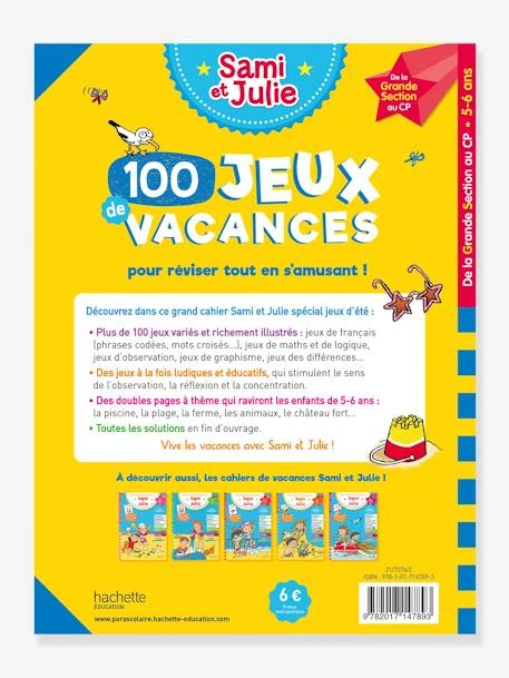 Livre éducatif Sami Et Julie - 100 Jeux De Vacances De La Grande Section Au CP - Cahier De Vacances 2021 - HACHETTE ÉDUCATION Blanc - Hachette 3 Livre éducatif Sami Et Julie - 100 Jeux De Vacances De La Grande Section Au CP - Cahier De Vacances 2021 - HACHETTE ÉDUCATION Blanc - Hachette – Image 3